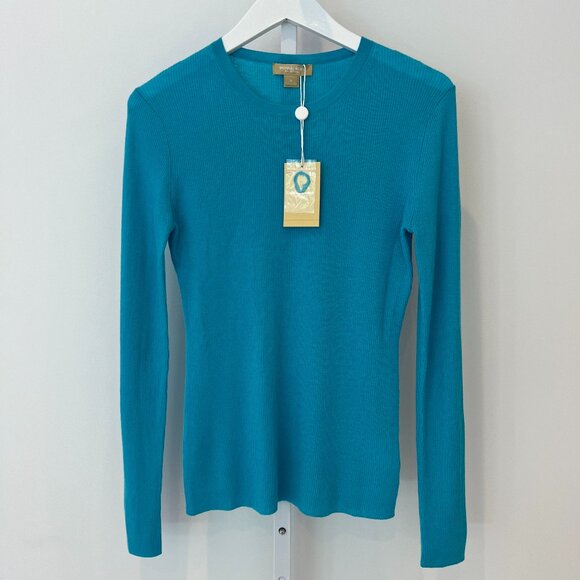 MICHAEL KORS COLLECTION AQUA CASHMERE RIBBED PULLOVER SWEATER SIZE M NWTS! - Picture 6 of 16